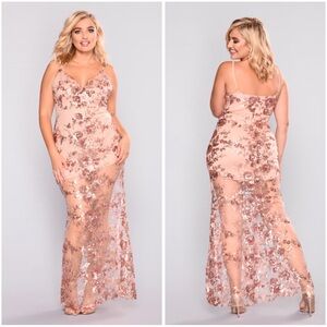 Honor Sequin Maxi Dress - Rosegold - Sz 2X